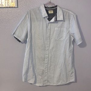 Method white patterned collared button Down shirt
